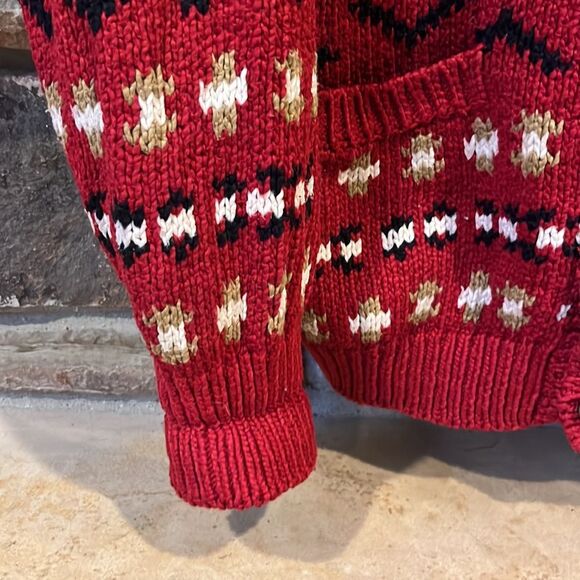 Vintage British Khaki by Robert Lighton Red Cotton Knit Cardigan - Picture 4 of 7